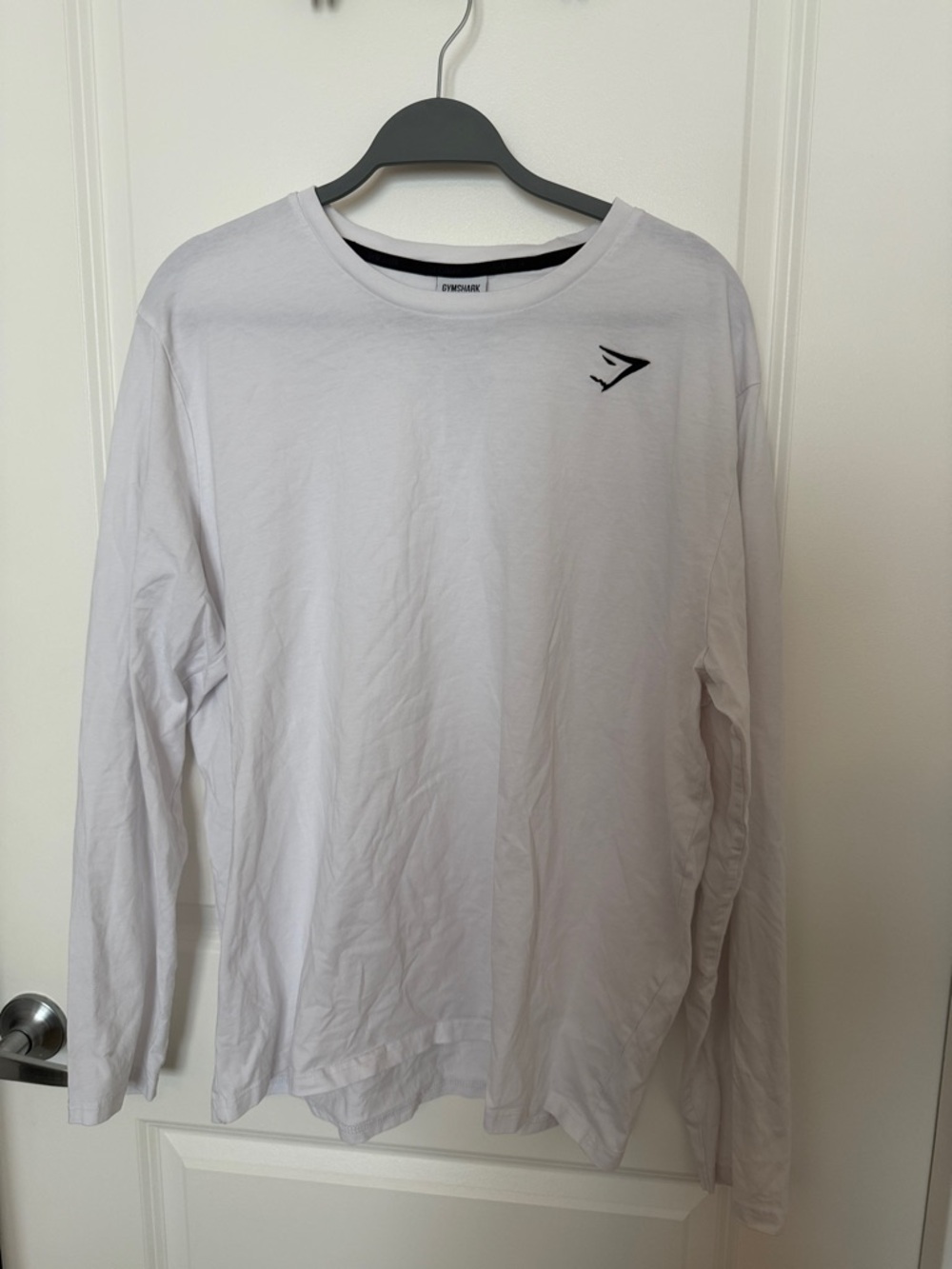 Gymshark Men’s Long Sleeve Tee - White with Black Logo